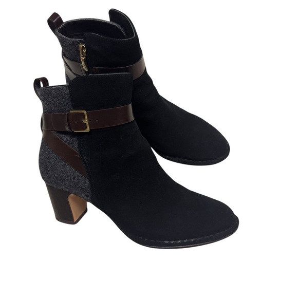 Clarks Spiced River Ankle Boots Booties black Suede gray wool tweed size 10 - Picture 4 of 9